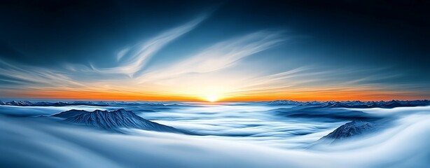 Wall Mural - Majestic Sunset Over Dramatic Wilderness - Color Pencil Aerial View Abstract Background