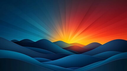 Poster - Luminous Sunset Illuminating Twilight Sky Isometric Realistic Photo with Clear Light and Sharp Focus