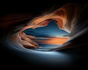 Wall Mural - Tranquil Sunset at Rock Formations - Pastel Color Pencil Illustration with Clear Light and Sharp Focus