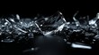 © BozStock - Close-up of shattered glass pieces on a black background.