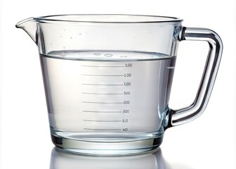 A clear glass measuring cup filled to the brim with 32 fluid ounces of fresh, crystal-clear water, set against a clean white background.