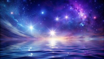 Wall Mural - abstract celestial background with shades of indigo and violet in waves, reflecting distant stars gl