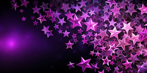 Wall Mural - cluster of pink and purple stars on purple and black background