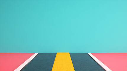 Wall Mural - Abstract Road with Yellow Line and Pink & Blue Background