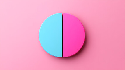 Canvas Print - Pink and Blue Half Circle on Pink Background