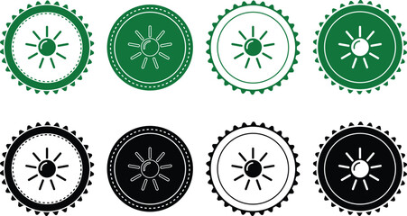 Ecology icon set. Ecology Stamps. Environment, sustainability, nature, recycle, renewable energy; electric bike, eco-friendly, forest, wind power, green symbol. Solid icons vector collection.