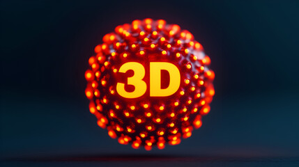 Canvas Print - 3D Sphere with Glowing Lights - Technology Concept