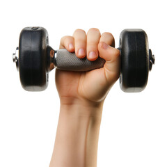 Strong hand lifting a dumbbell, symbolizing fitness and strength training