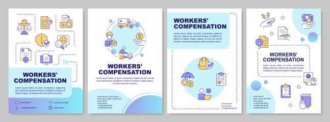 Wall Mural - work injury compensation brochure template. insurance employee. leaflet design with linear icons. ed