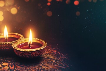 Wall Mural - shiny happy diwali indian style banner with text space with generative ai