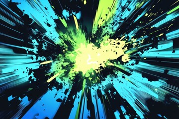 Wall Mural - a vibrant explosion of colors with dynamic lines and splashes, evoking energy and motion.