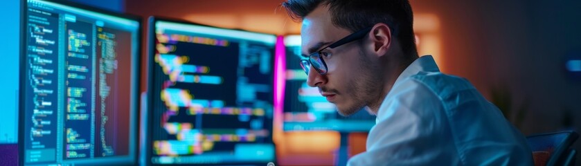 Programmer Working Late at Night