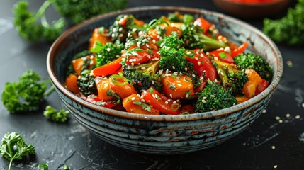 Stir fried green vegetable in a plate