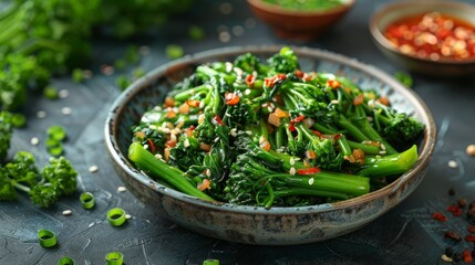 Stir fried green vegetable in a plate, Chinese style 