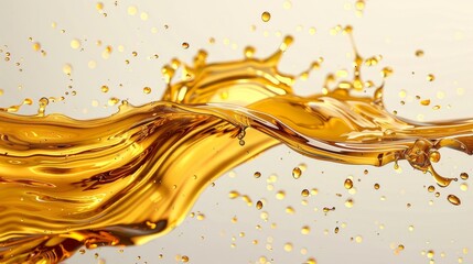 Freeze Motion Shot of Flowing Oil on White Background