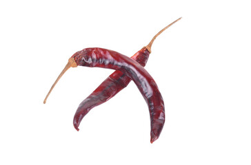 dry red chili pepper on white background