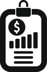 Sticker - Clipboard showing growing statistics with dollar sign, simple style