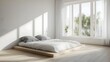© Teerapong - Minimalist Bedroom with Large Windows Bathed in Natural Light