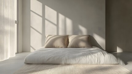 Soft Morning Sunlight Flooding Cozy Bedroom Interior