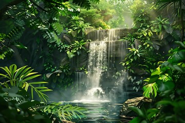 Waterfall in the tropical forest. Waterfall in the jungle