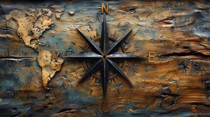 Wall Mural - compass rose and compass