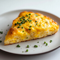 Wall Mural - A slice of cheesy bread with parsley on top. The bread is golden brown and has a crispy texture. The parsley adds a pop of color and freshness to the dish