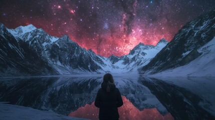 Wall Mural - mountains under the night sky