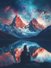Wall Mural - mountains under the night sky
