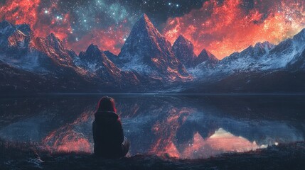 Wall Mural - mountains under the night sky
