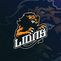 Wall Mural - Lion mascot logo design with modern illustration concept style for badge, emblem and t shirt printing. Angry lion illustration for sport team.