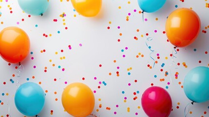 Party background with colorful balloons and confetti