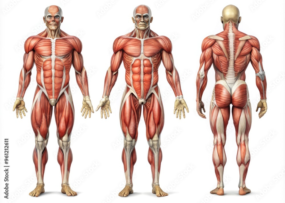 Muscles Map Empty Large, illustrated blank muscular anatomy chart on a white background ...