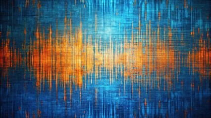 Wall Mural - abstract grunge background with orange glitch noise on blue texture