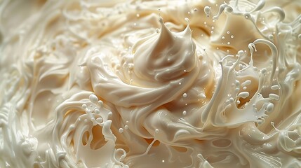 Close-up of swirling cream with splashes.