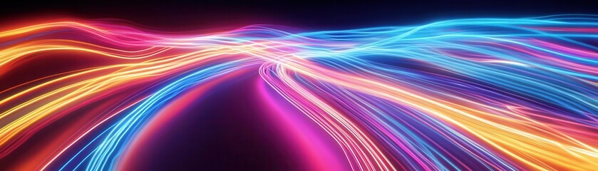 Neon electric currents racing across a vibrant background, Abstract background, High-energy, dynamic