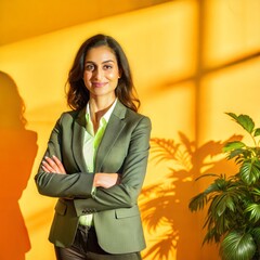 Canvas Print - Business woman standing with stylish pose high quality AI Generative Image