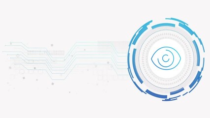 Canvas Print - Eye icon and circuit lines, digital security animation