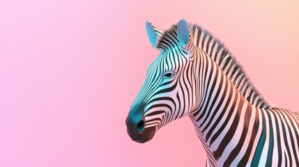 Stylized Zebra Portrait on Vibrant Minimalist Background