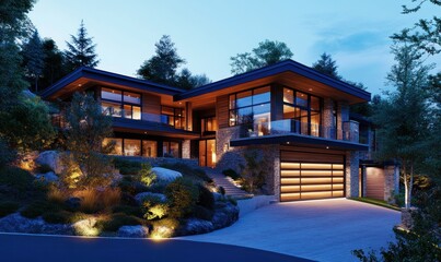 Wall Mural - Modern Luxury Home in the Woods