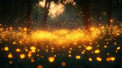 Wall Mural - Fireflies in the Forest