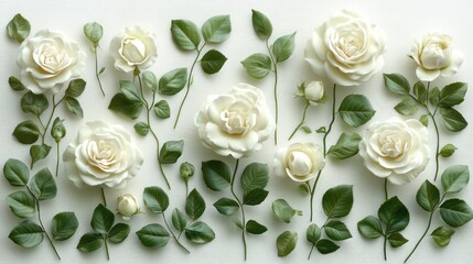 Poster - White Roses on a White Background