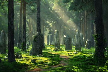 Megalithic cemetery in the morning light