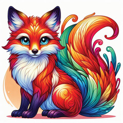 Sticker - Cute Fox Vector Cartoon illustration