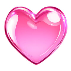 Sticker - Glossy pink heart illustration isolated on white background