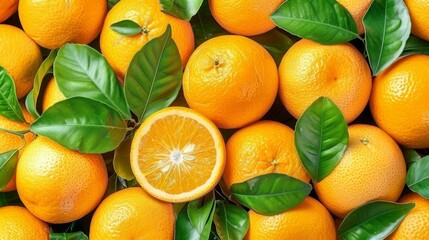 Close up of ripe sweet oranges  a vibrant citrus harvest background full of juicy goodness