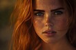 © senyumanmu - Close up Portrait of a Young Woman with Red Hair and Freckles