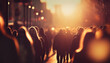 © Chanya2498 - Crowd of people walking in the street with soft bokeh, fast moving with blur in sunset