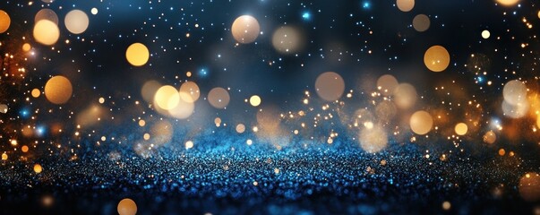 Poster - Sparkling Blue Glitter with Golden Bokeh