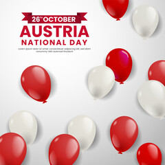 Austria National Day Background with balloons illustration design, October 26. Suitable for greeting card, poster and banner.