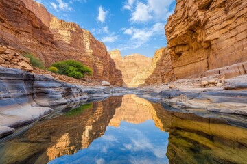 The beautiful Wadi Al-Disah in the Tabuk region is one of the most famous valleys in western Saudi Arabia , ai